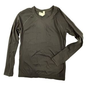 Athleta Momentum Seamless Long Sleeve Top Women Size Medium Black Thumbholes
